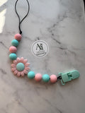 Attache suce Fleur rose/bleu