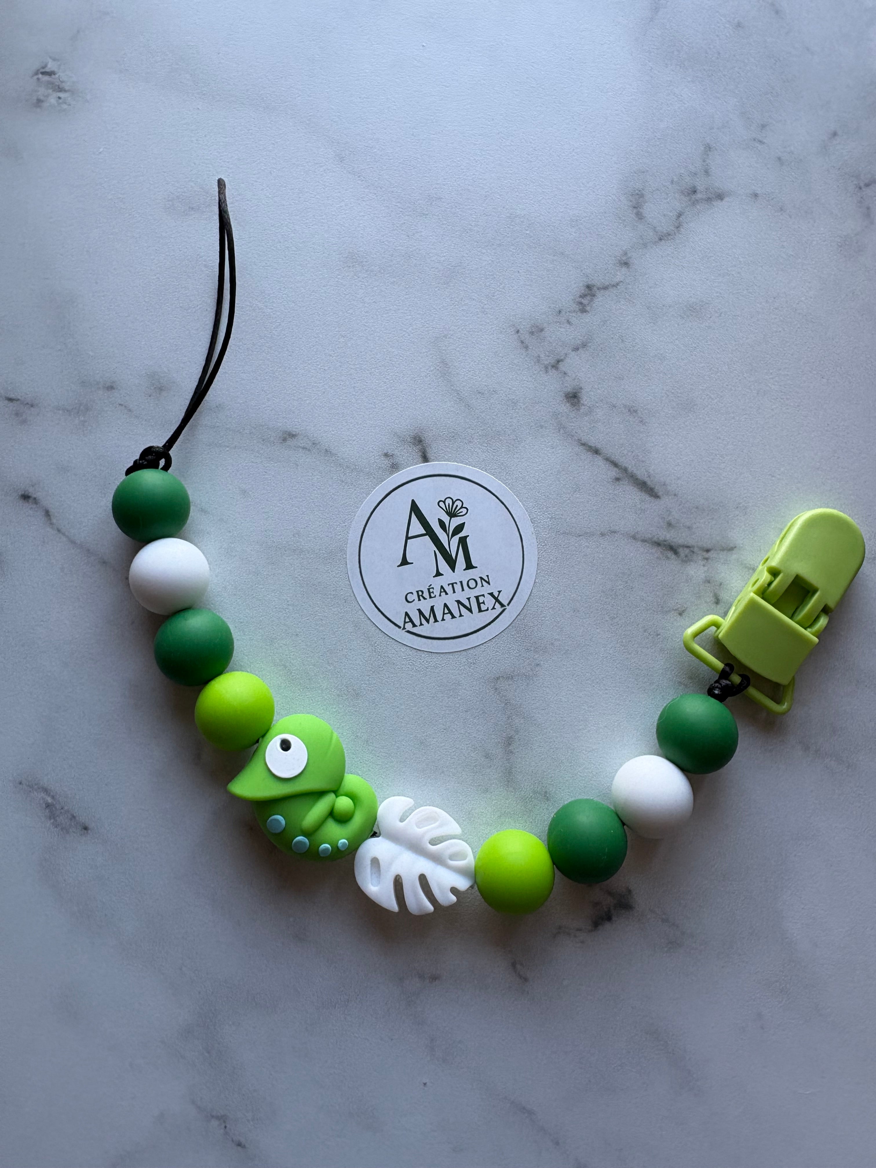 Attache suce Caméléon vert et feuille
