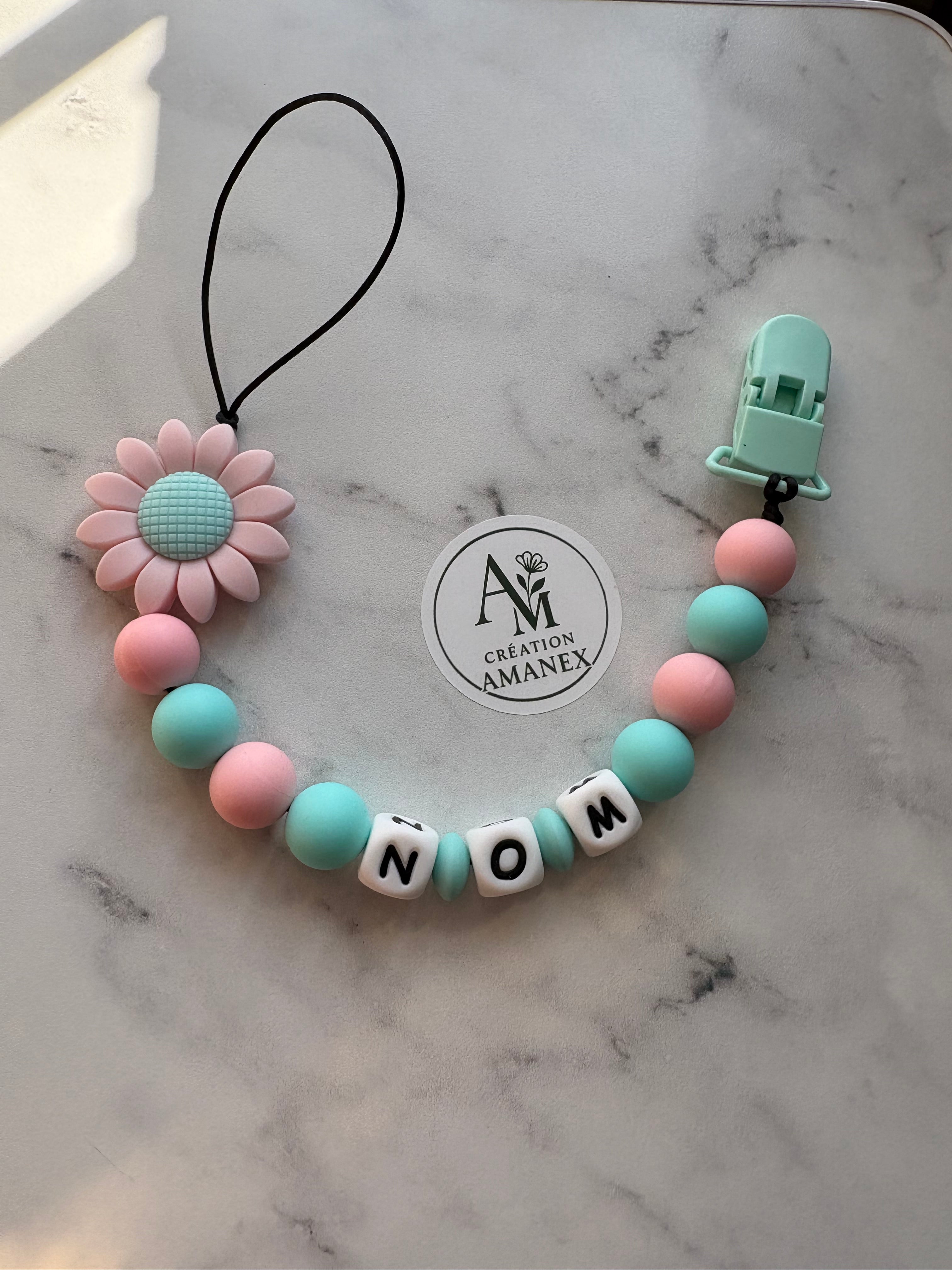 Attache suce Fleur rose/bleu