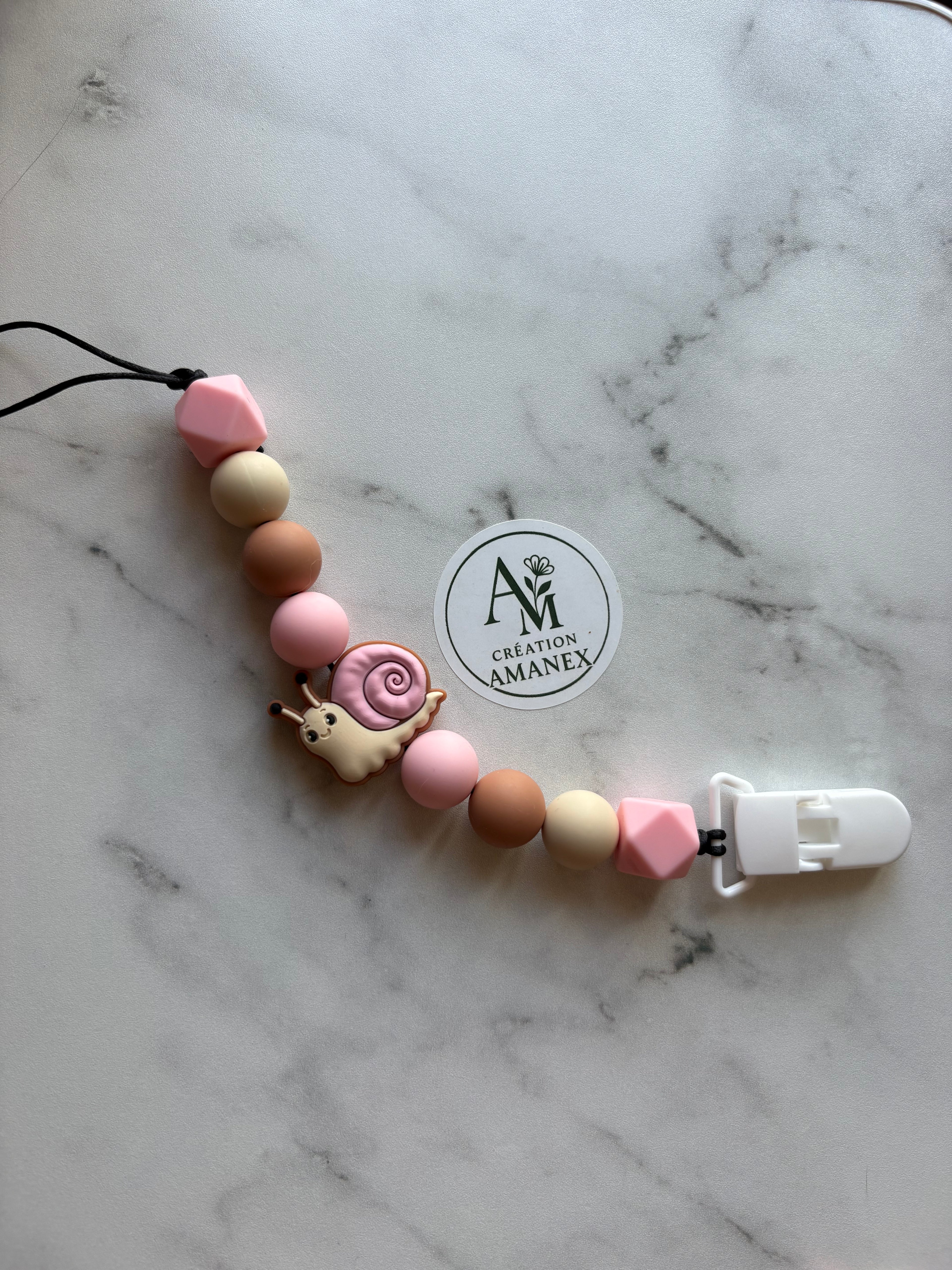 Attache suce Escargot rose