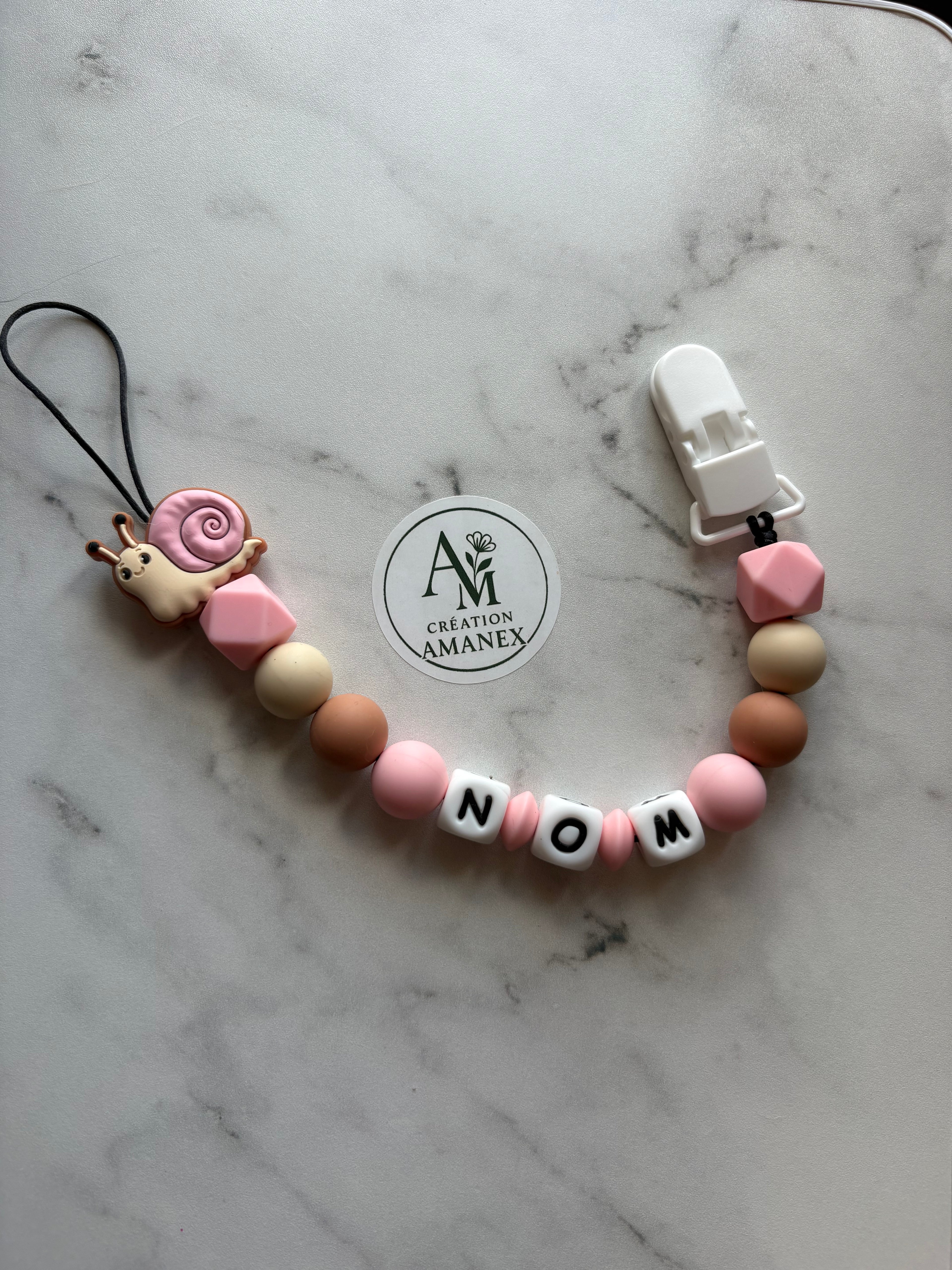 Attache suce Escargot rose