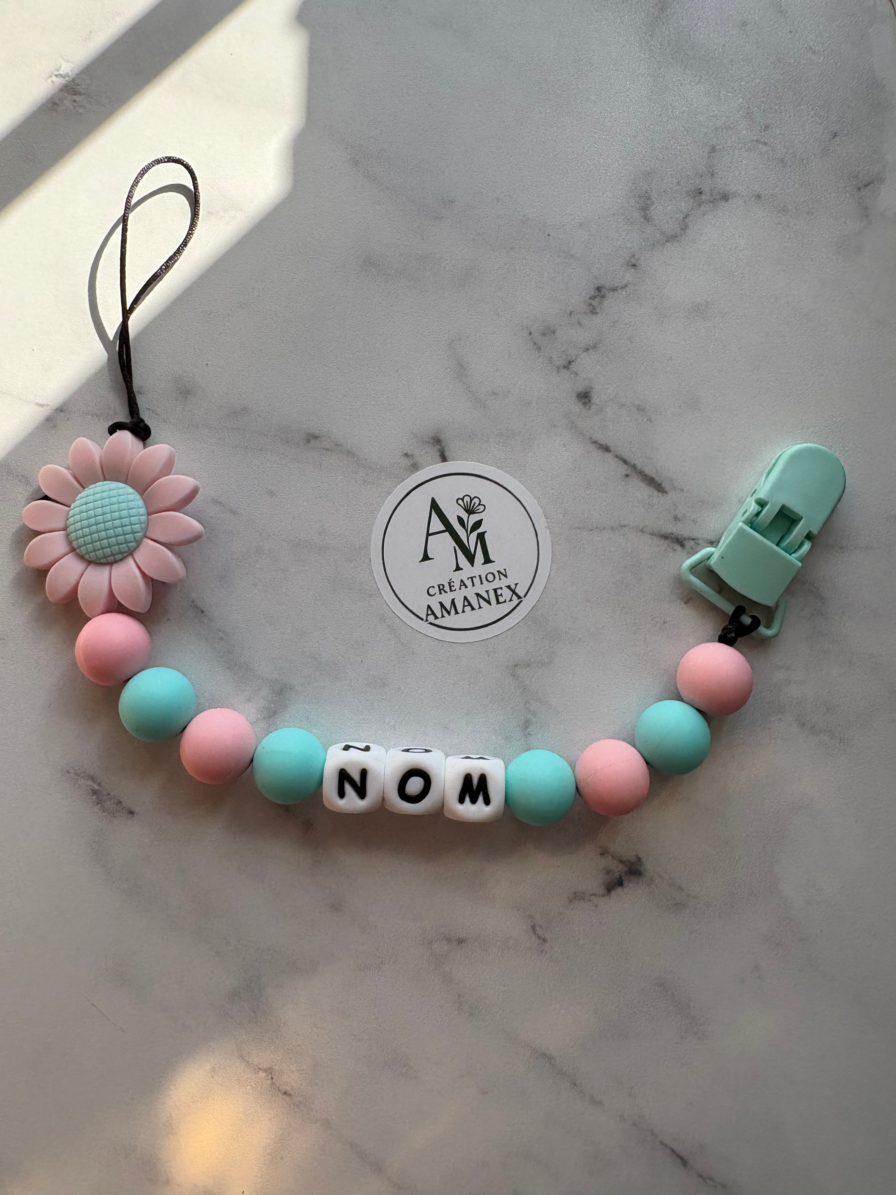 Attache suce Fleur rose/bleu