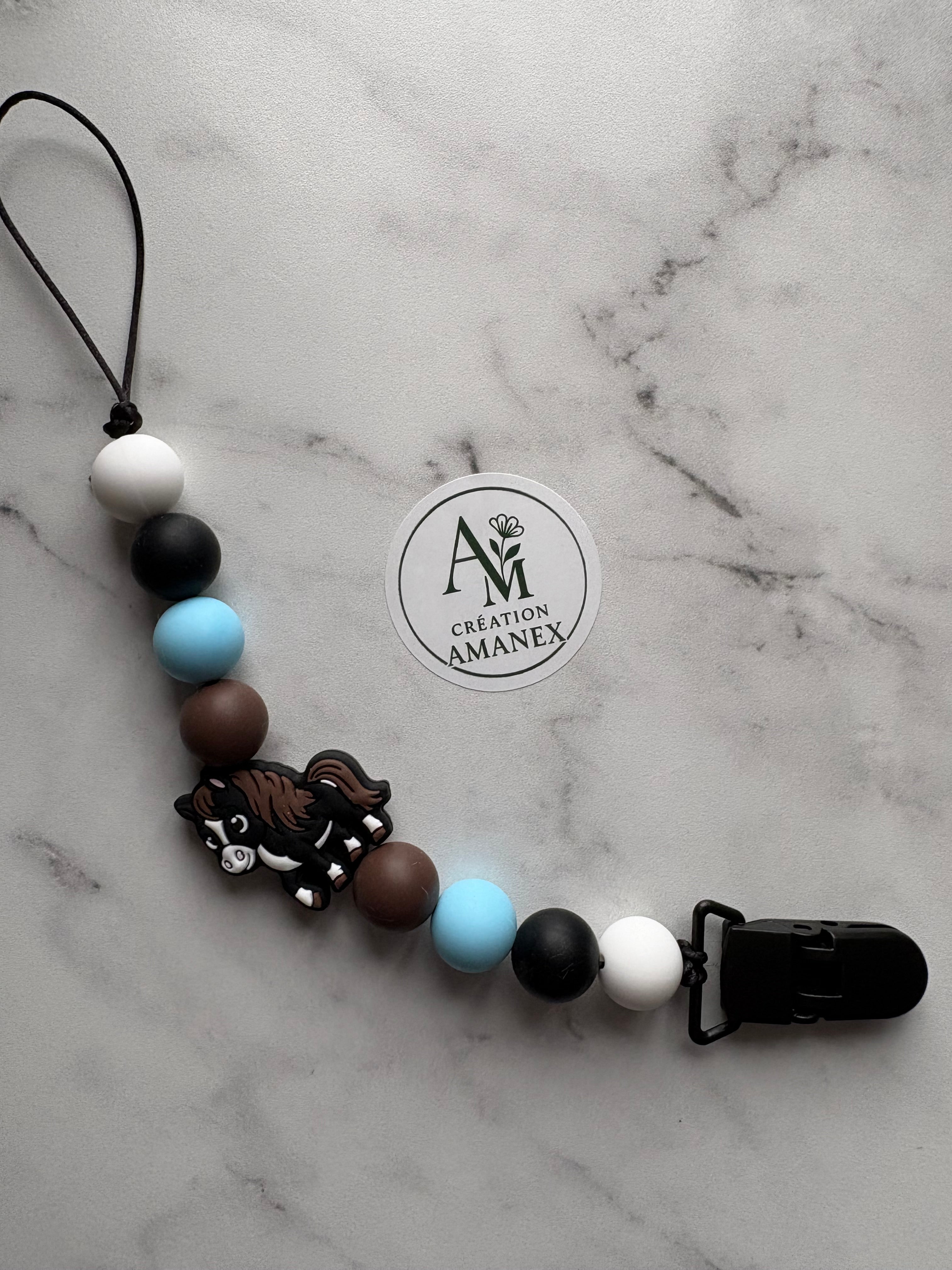 Attache suce Cheval noir et bleu