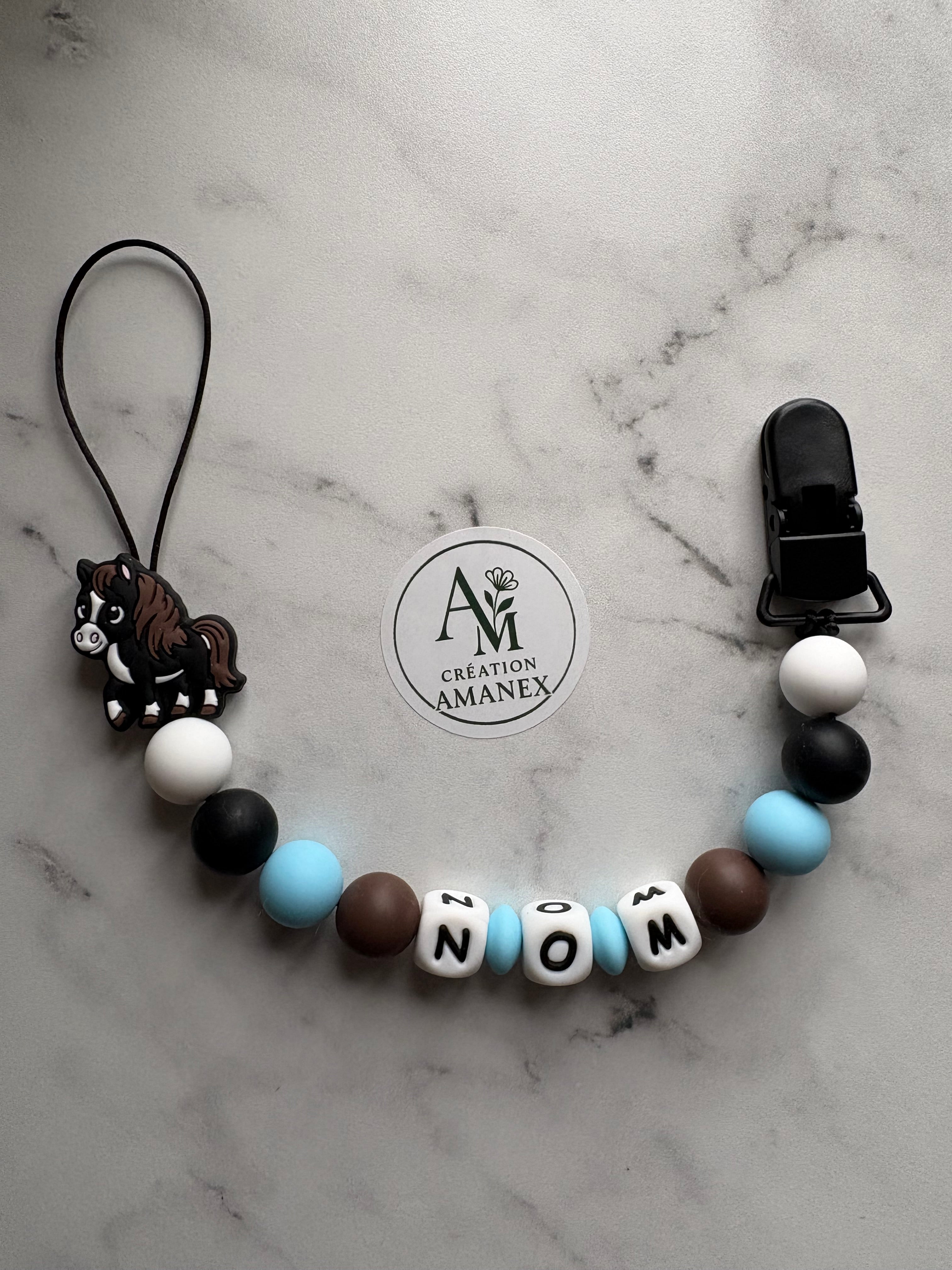 Attache suce Cheval noir et bleu