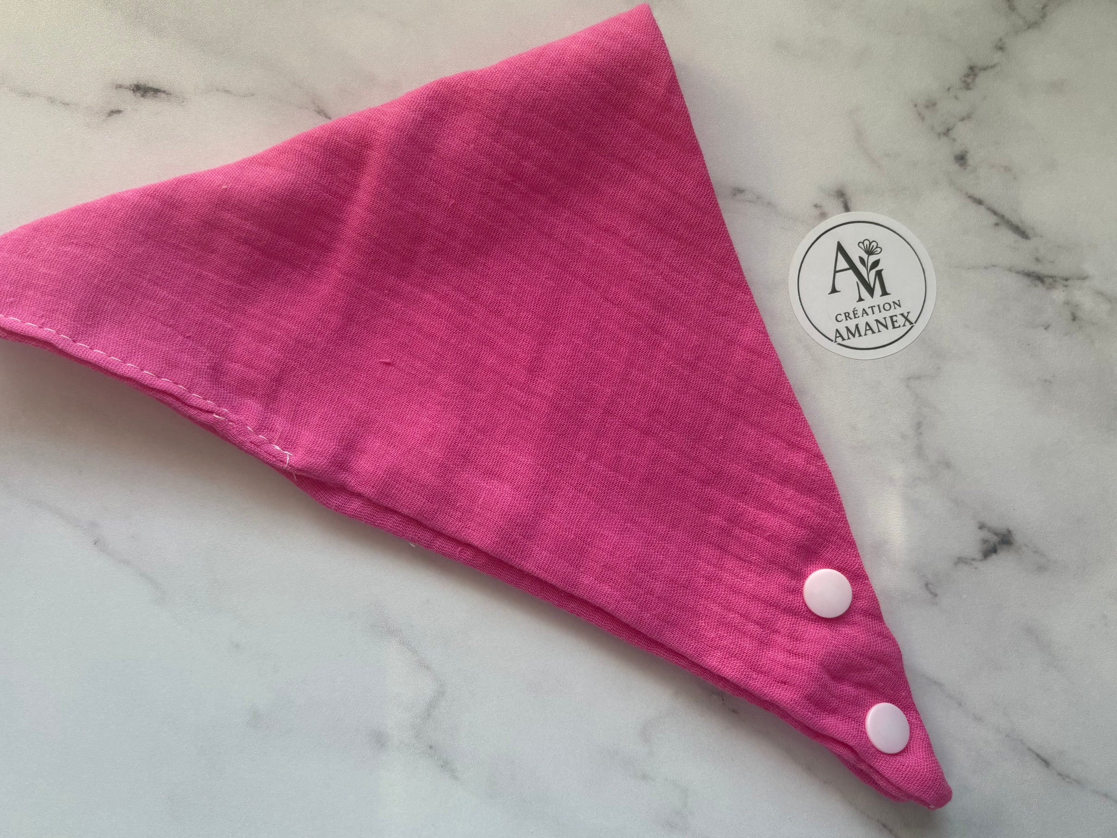 Bavoir en coton uni Rose flash
