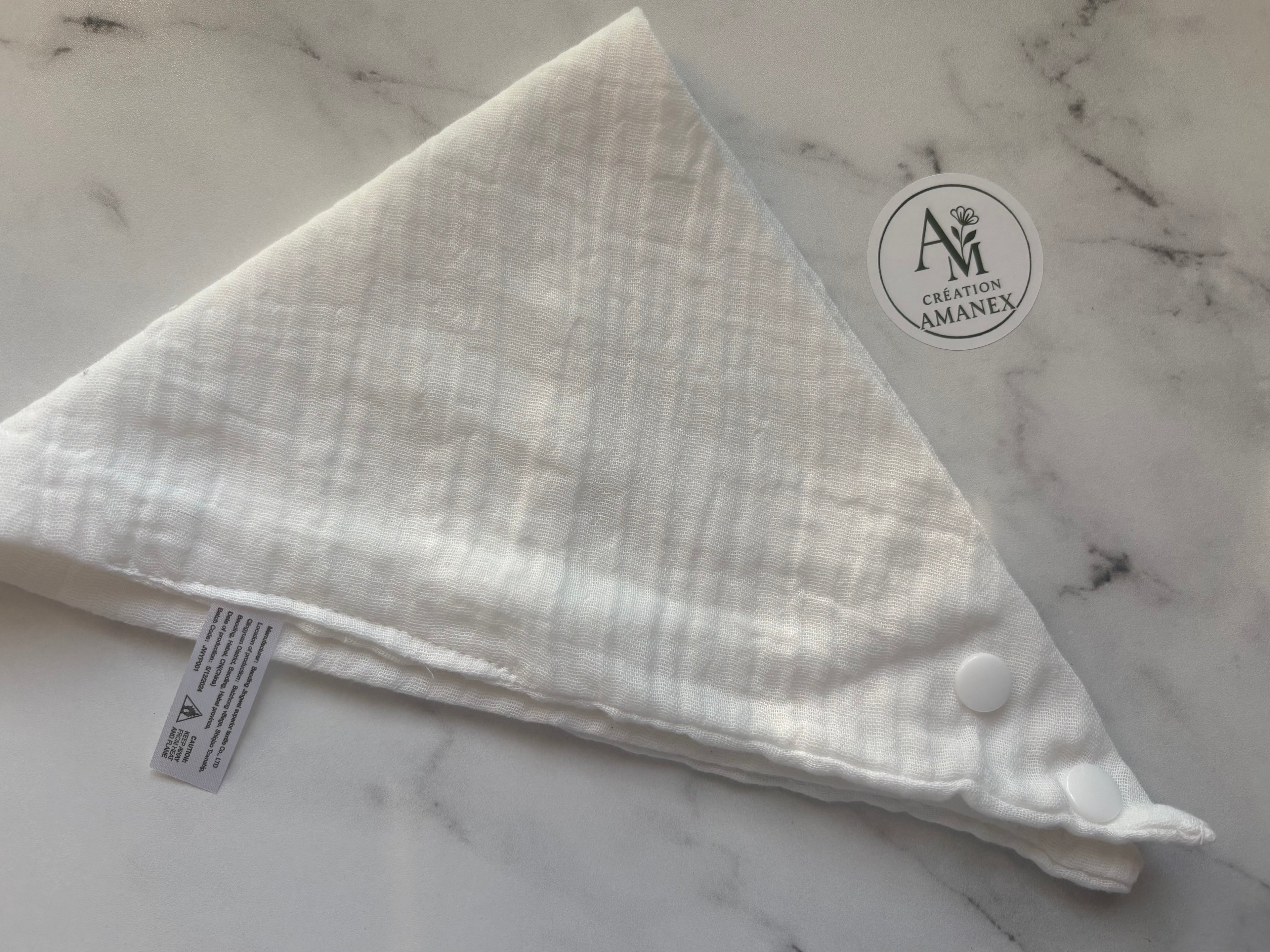 Bavoir uni en coton Blanc